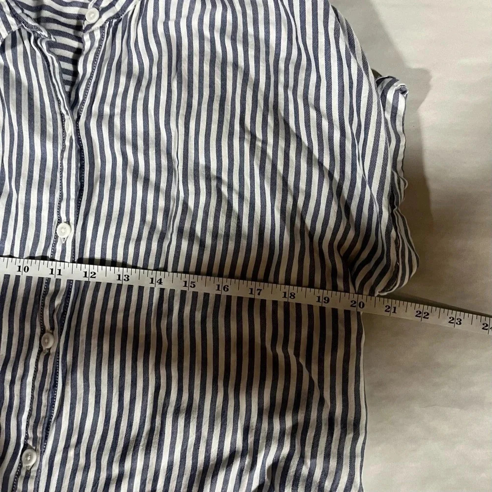 BEACH LUNCH LOUNGE ~ Bundle of Two Large Striped Rayon Lyocell Tops Green Blue - Picture 14 of 15